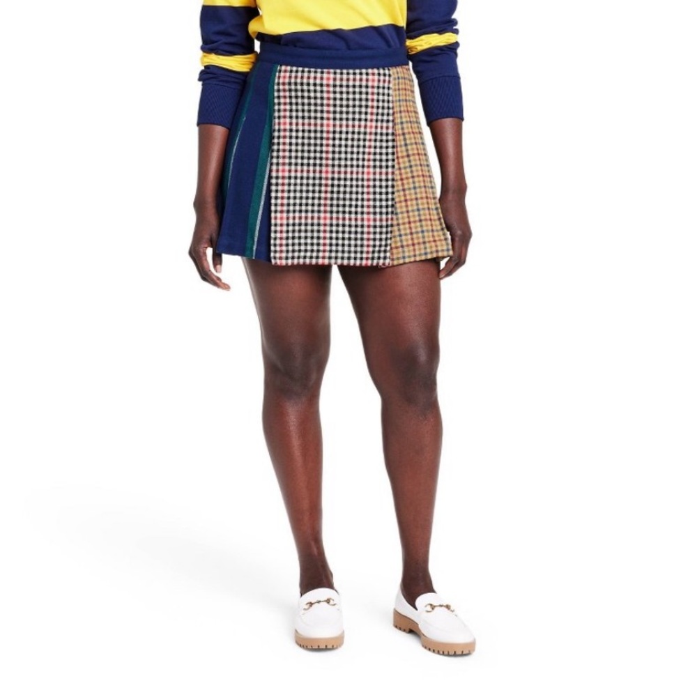 Women's Mixed Plaid Pleated Mini Skirt - Rowing Blazers x Target NWT